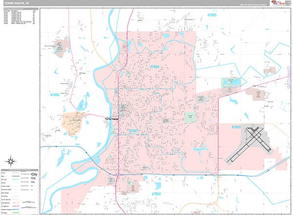 Terre Haute, IN Zip Code Map